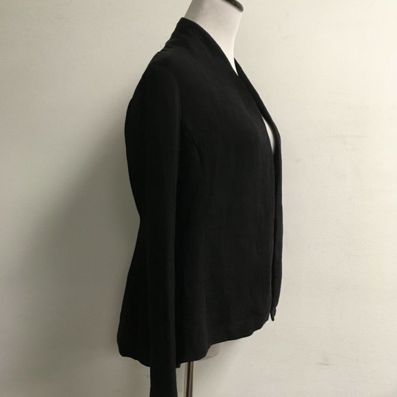 Eileen Fisher black silk open jacket top XS - Picture 4 of 9